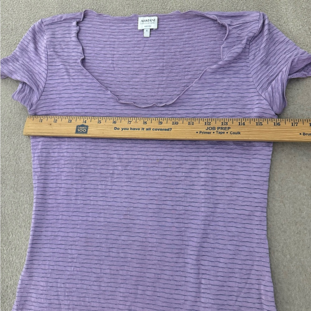 ARMANI COLLEZIONI Lightweight Cap Short Sleeve Women Top Purple Stripes Size 6 - Picture 4 of 6
